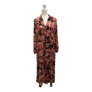 Soft Surroundings Womens NWT Fauna Long Shirtdress Carmine Floral